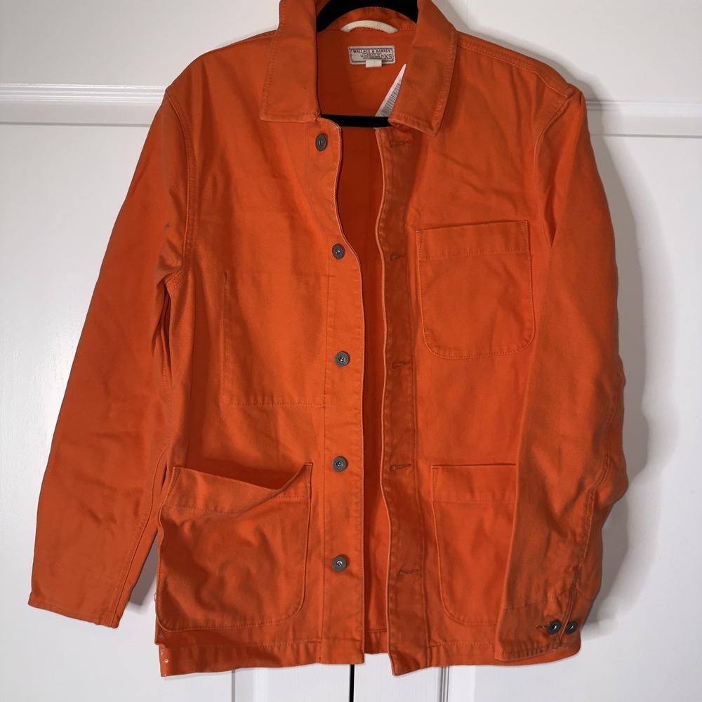 Wallace & Barnes Military Jacket Mens XS Orange Canvas Workwear Chore Utility